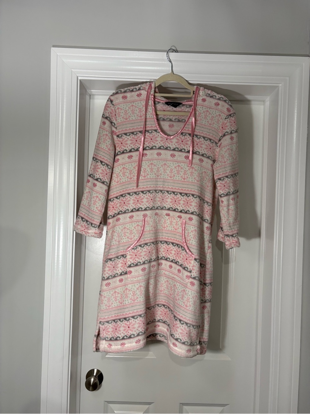 Nautica Women's Pink Patterned Hoodie Dress